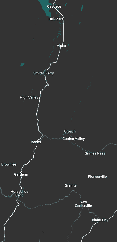 map of service area: Boise, Gem and Valley Counties in Idaho